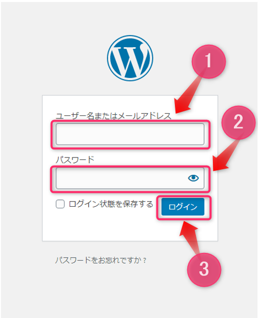 WordPressログイン画面