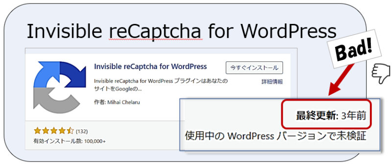 更新されていないプラグイン